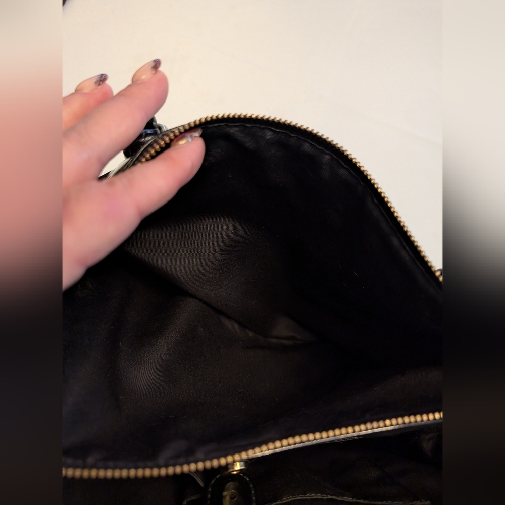 Coach Black Patent Leather Peyton Op Art Double Zip Satchel Excellent Condition - Picture 8 of 16